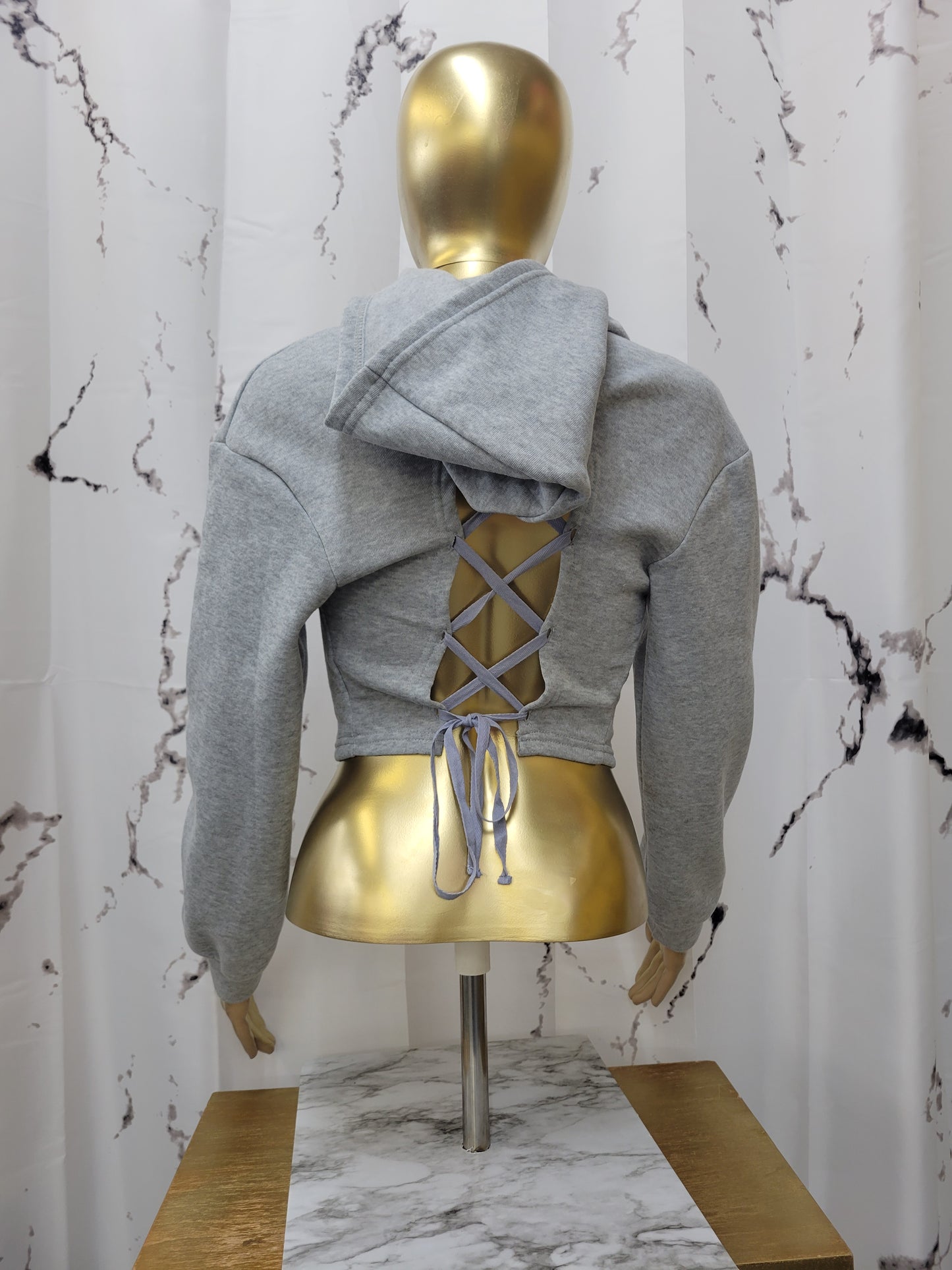 Lace Back Crop Hoodie