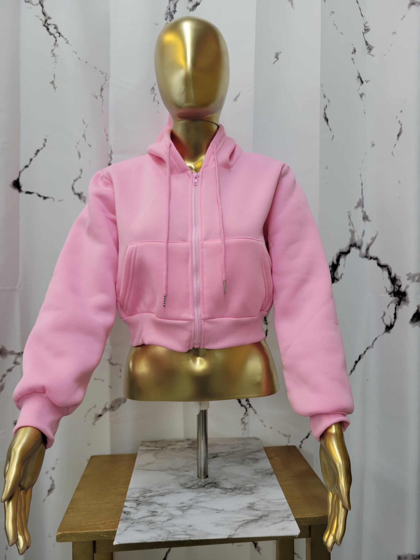 Crop Zip Up Hoodie