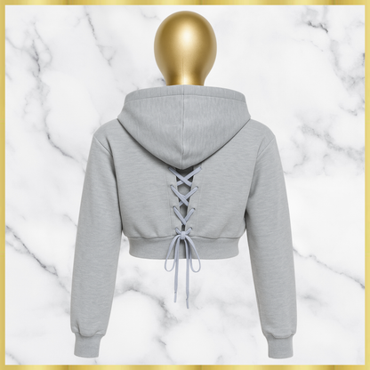 Lace Back Crop Hoodie